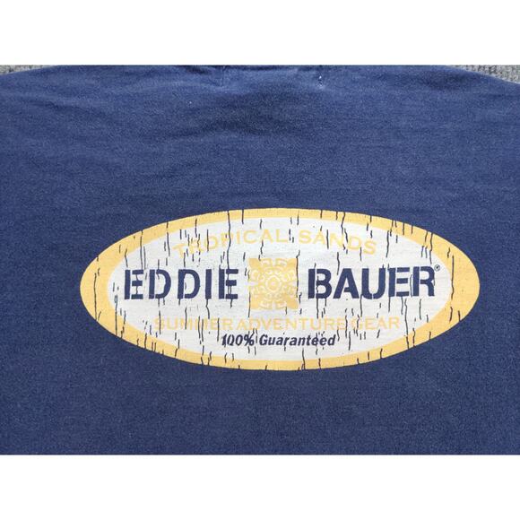 Mens Eddie Bauer Tropical Sands Summer Adventure Gear T Shirt Size XL Blue - Picture 11 of 12